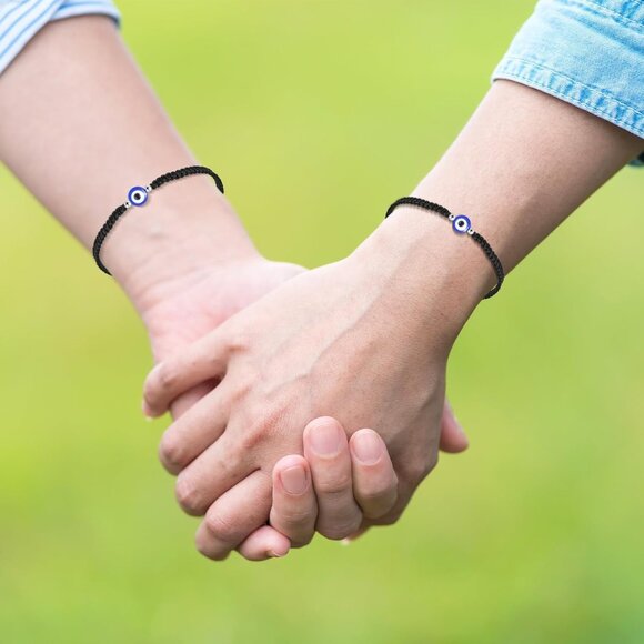 Black Alloy Nylon Evil Eye Bracelets 50 pcs Adjustable Lucky Gift - Picture 6 of 6